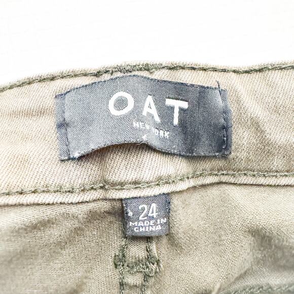 OAT NY High Rise Skinny Ankle Green Cargo Utility Pocket Pants Size 24 - Picture 6 of 8